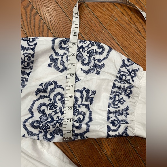 Tommy Hilfiger White and Blue Embroidered Blouse - Picture 7 of 13